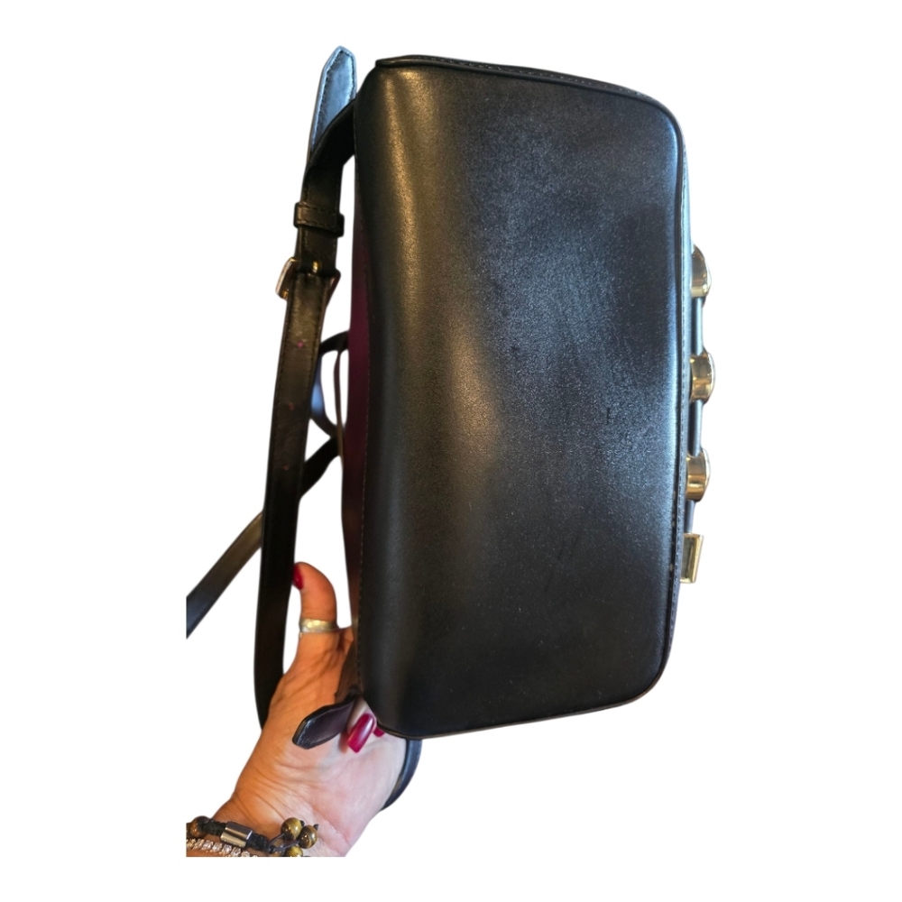 NEW MICHAEL KORS RHEA ZIP BLACK LEATHER MEDIUM BACKPACK Rare, Unique "COOL" - Picture 7 of 7